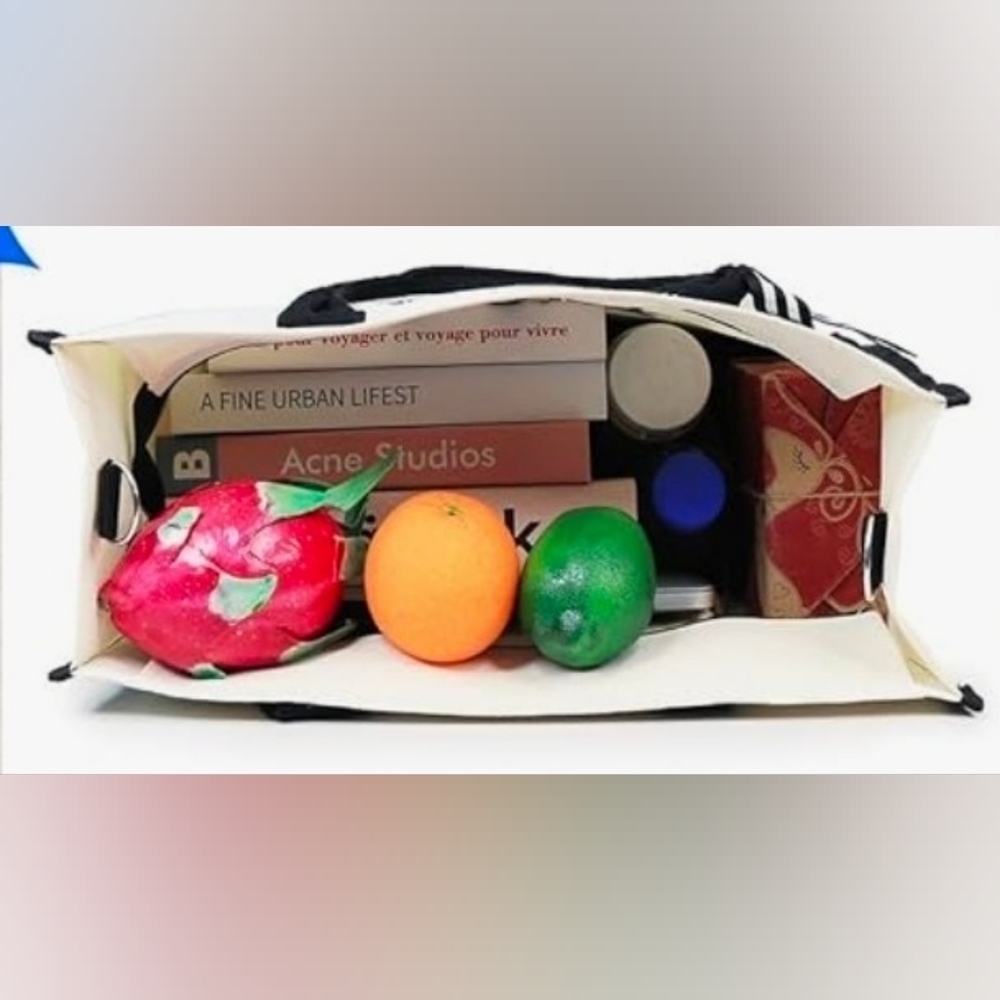 Monogrammed Floral Letter -J- Canvas Tote Bag Zipper Pocket Side Pouch Gift NWT - Picture 7 of 12
